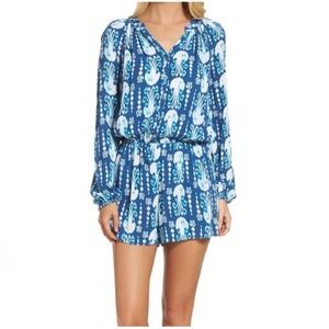 NWT $168 Lilly Pulitzer Elsa Romper Indigo Get In Line XS